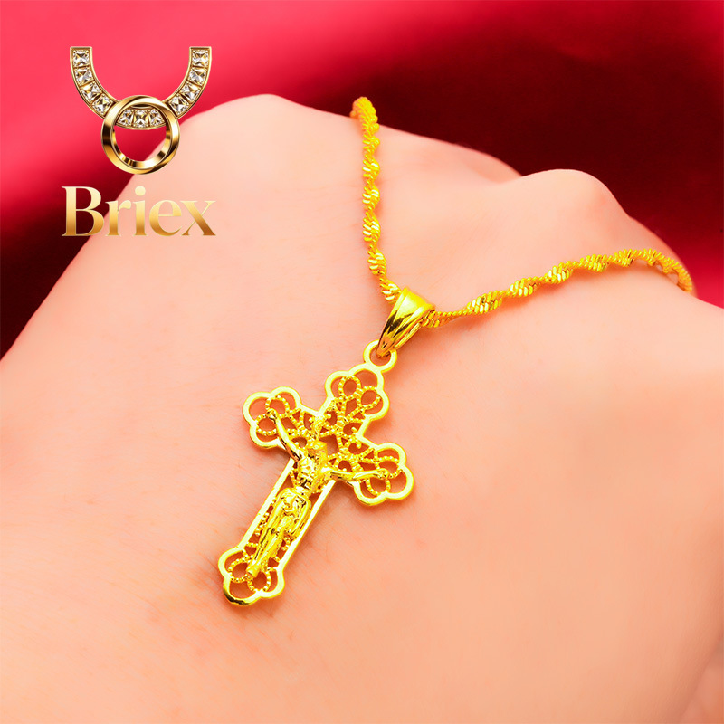 Cross Pendant Necklace Gold - Briex Jewelry Ins Vintage Gold Cross