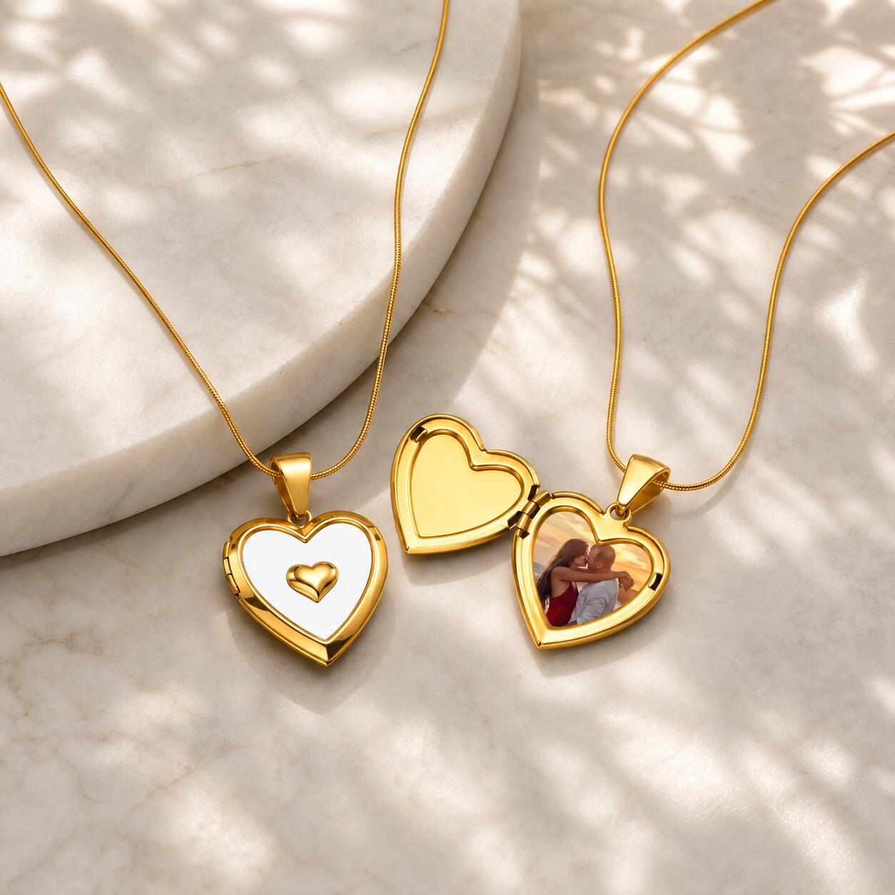 Heart Locket Necklace Photo - Custom Photo Heart Locket Necklace, Personalized