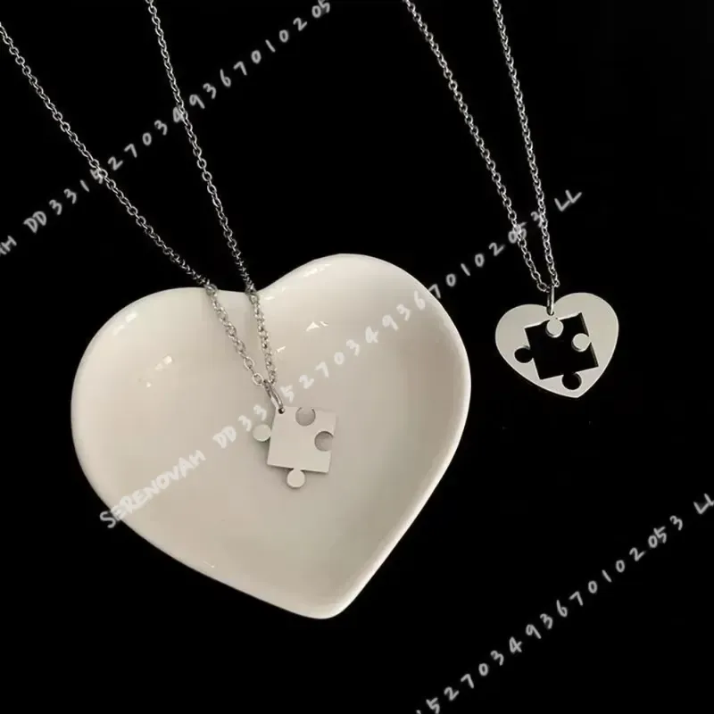 2Pcs Set Simple Puzzle Heart M - Magnetic Couple Matching Necklaces review and price