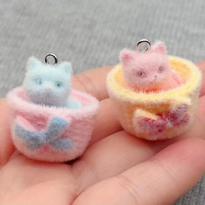 4pcs 3D plush resin cat pendan - Earrings review and price