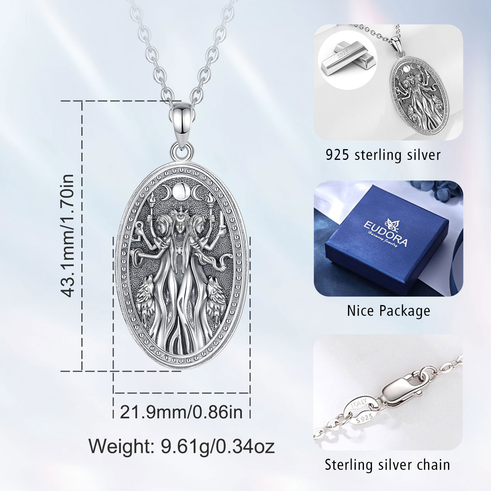 Eudora 925 Sterling Silver Tri - 925 Sterling Silver Chain Necklace Men review and price
