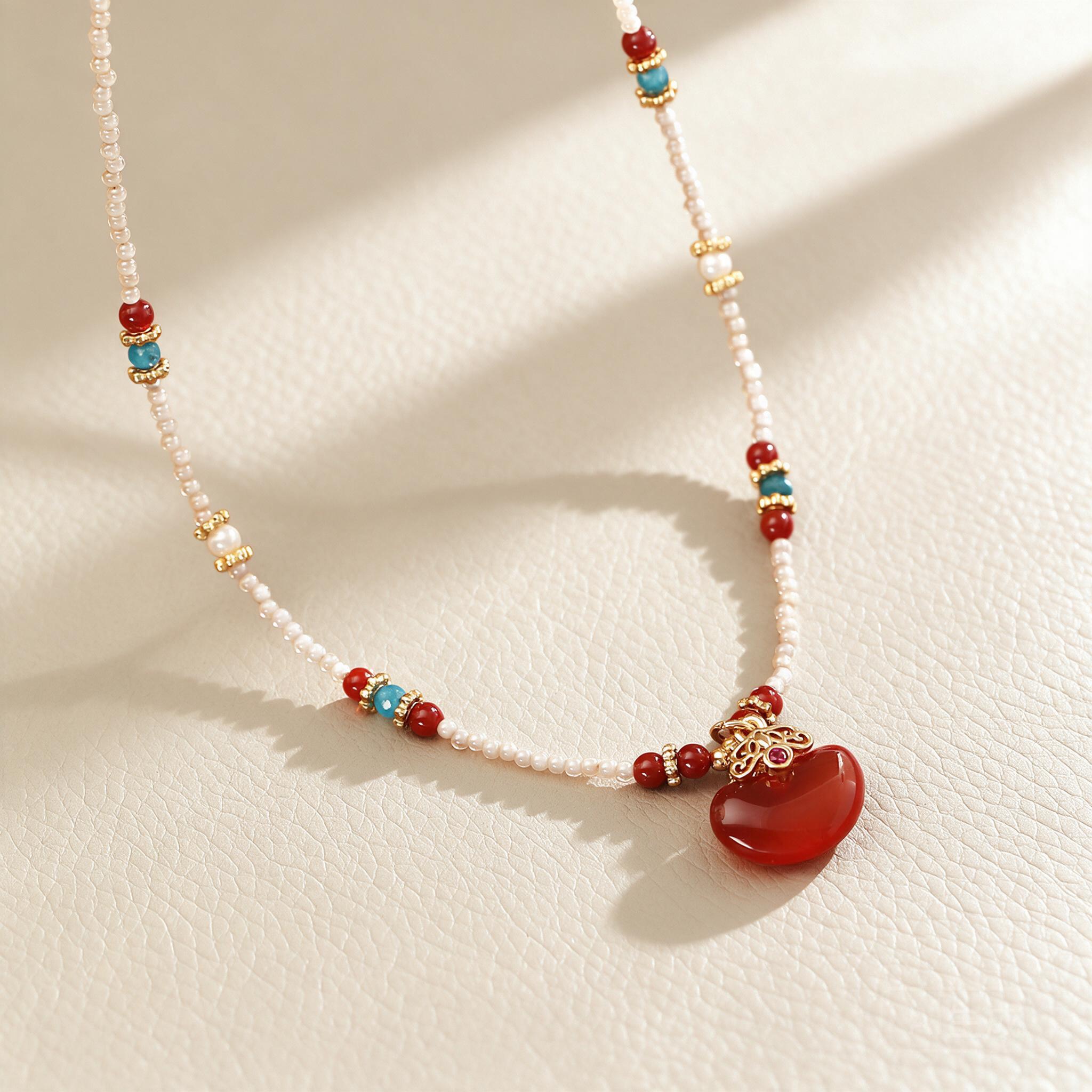 New Chinese Style Natural Red  - Pearl Choker Necklace Vintage review and price