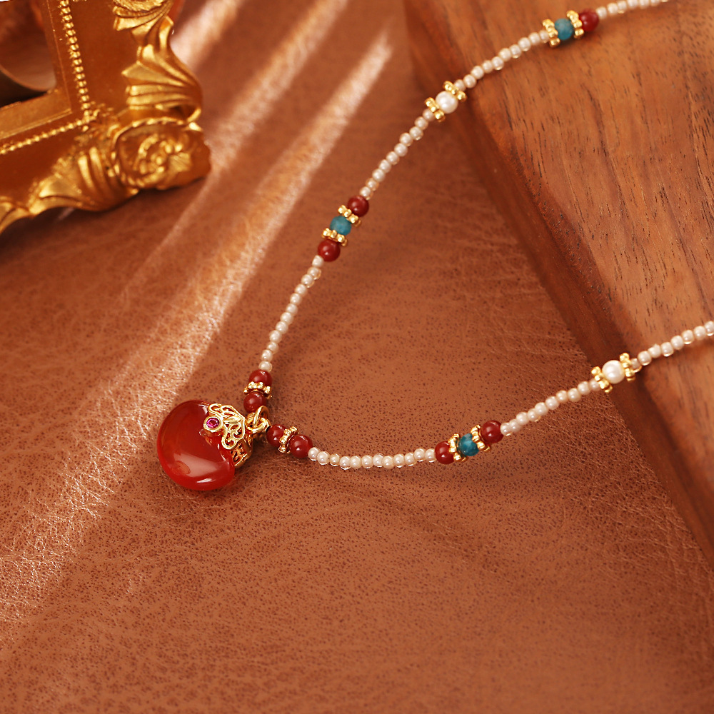 New Chinese Style Natural Red  - Pearl Choker Necklace Vintage review and price