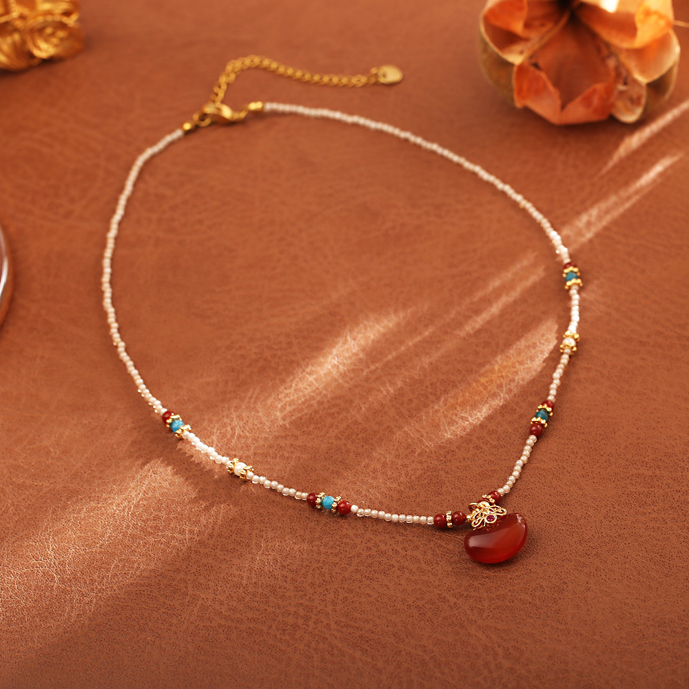 New Chinese Style Natural Red  - Pearl Choker Necklace Vintage review and price