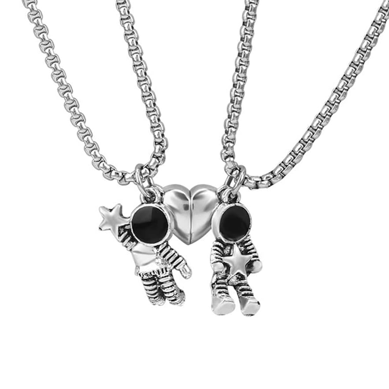 2 Pcs Astronomy Spaceman Match - Magnetic Couple Matching Necklaces review and price