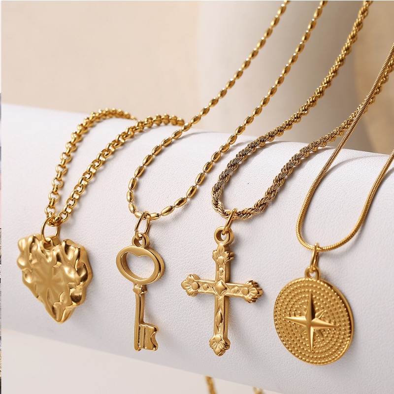 1Pc Stainless Steel Pendant Pl - Cross Pendant Necklace Gold review and price