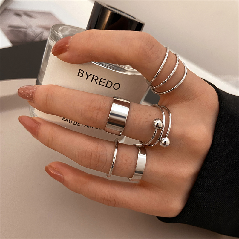 Metal Bead Punk Ring Set Slive - Vintage Punk Knuckle Rings Set review and price