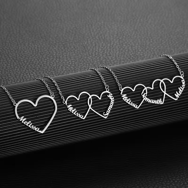 Custom Interlocking Heart Name - Custom Name Necklace Stainless Steel review and price