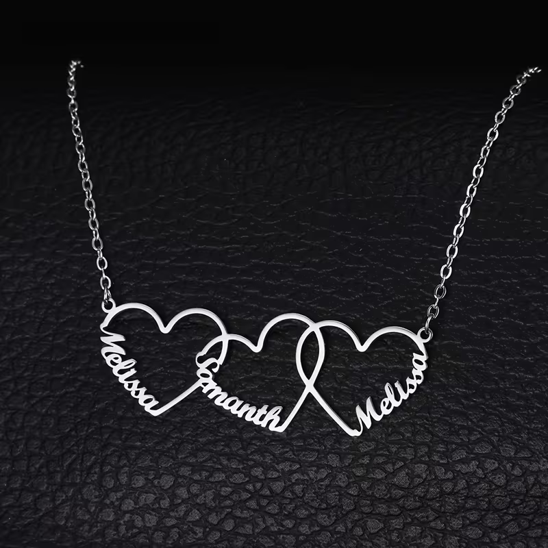 Custom Interlocking Heart Name - Custom Name Necklace Stainless Steel review and price