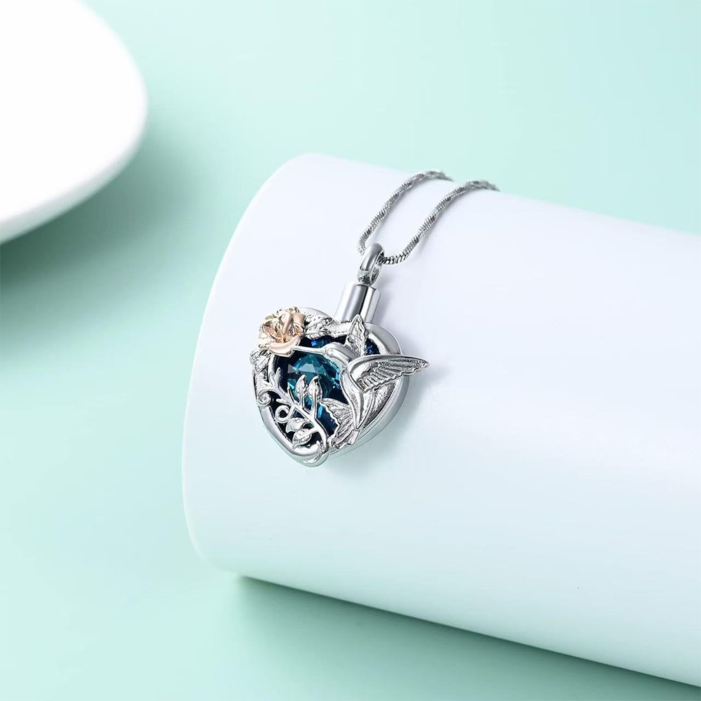 Hummingbird Heart Urn Locket N - Heart Locket Necklace Photo review and price