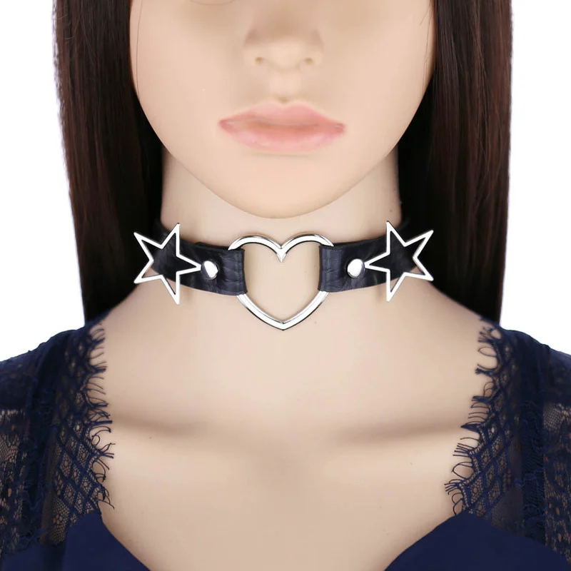Decopunk Punk PU Leather Heart - Goth Punk Spike Choker review and price