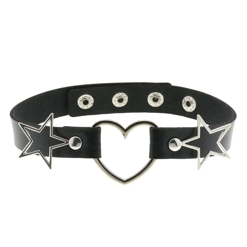 Decopunk Punk PU Leather Heart - Goth Punk Spike Choker review and price