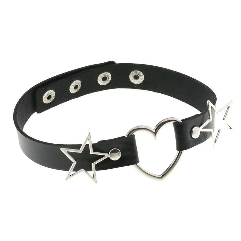 Decopunk Punk PU Leather Heart - Goth Punk Spike Choker review and price