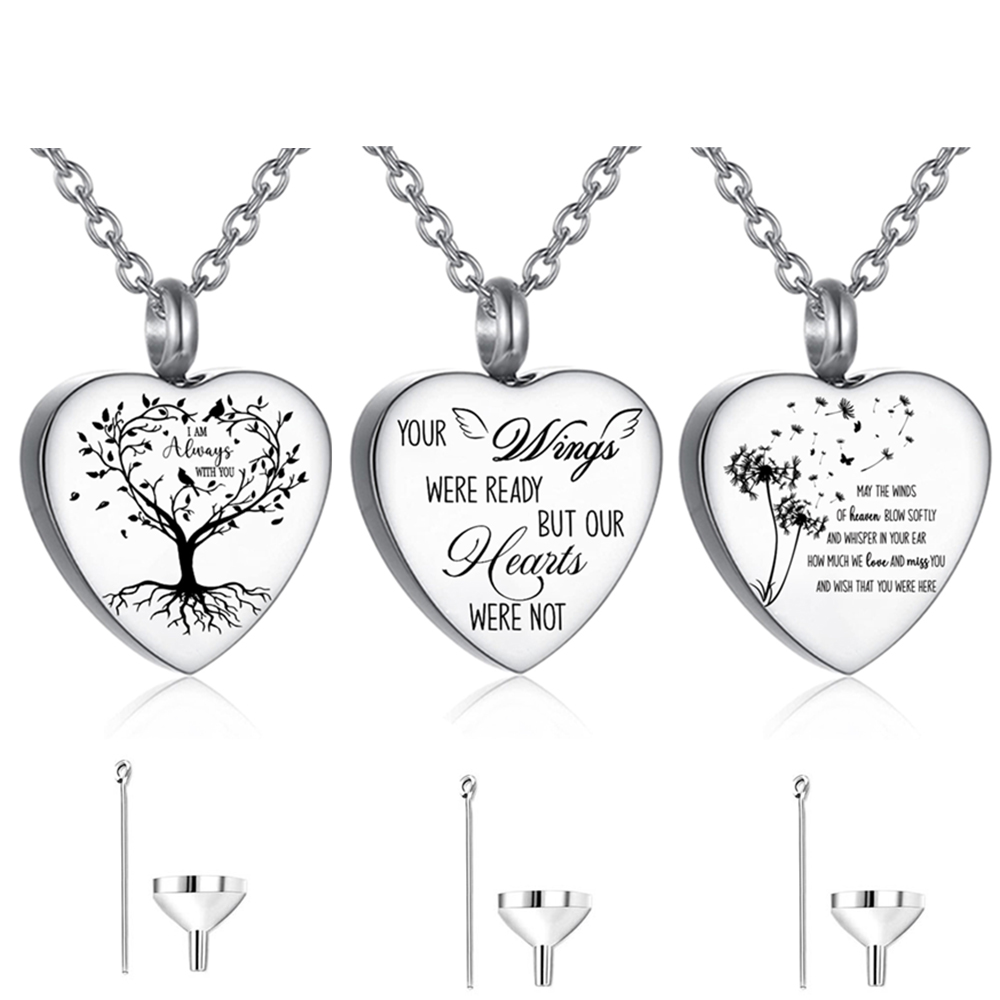 3 Styles Stainless Steel Urn N - Heart Locket Necklace Photo review and price