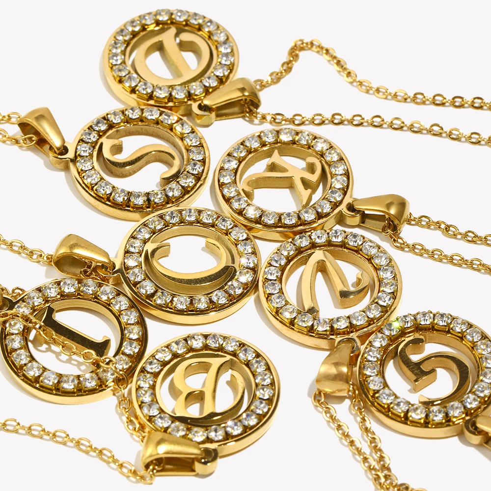 E.B.belle Hollow Round Zircon  - Initial Letter Necklace 18K Gold review and price