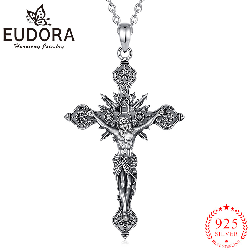 Eudora New Crucifix Cross Neck - 925 Sterling Silver Chain Necklace Men review and price