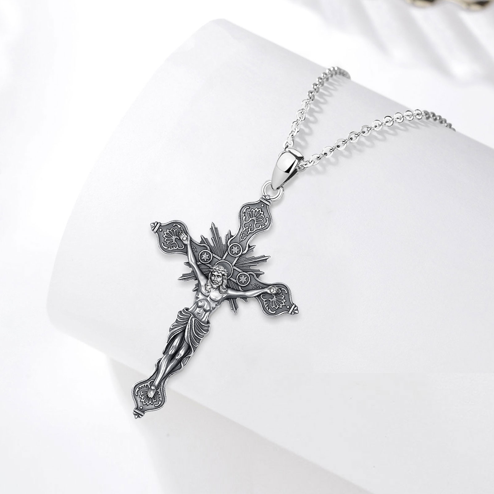 Eudora New Crucifix Cross Neck - 925 Sterling Silver Chain Necklace Men review and price