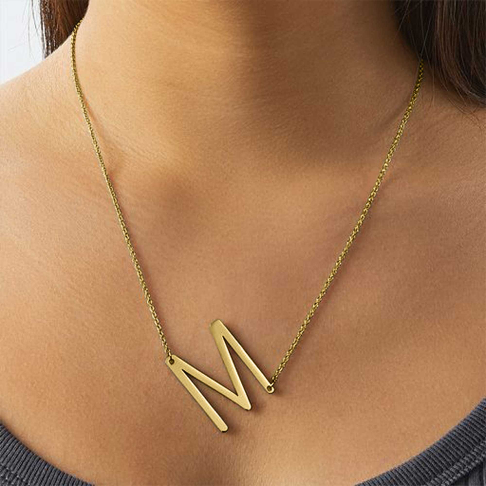 Statement Initial Necklace Per - Initial Letter Necklace 18K Gold review and price