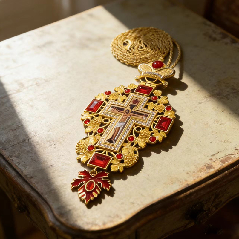 New Premium Red Jewel Gold Ort - Cross Pendant Necklace Gold review and price