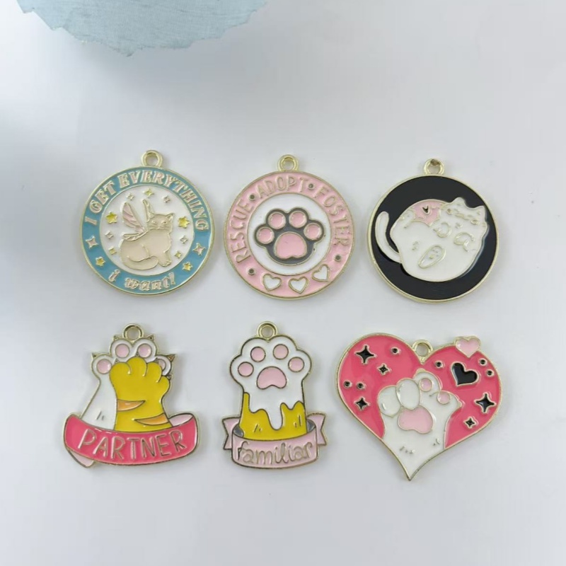 10Pcs Cartoon Cat Paw Heart Sh - Earrings review and price