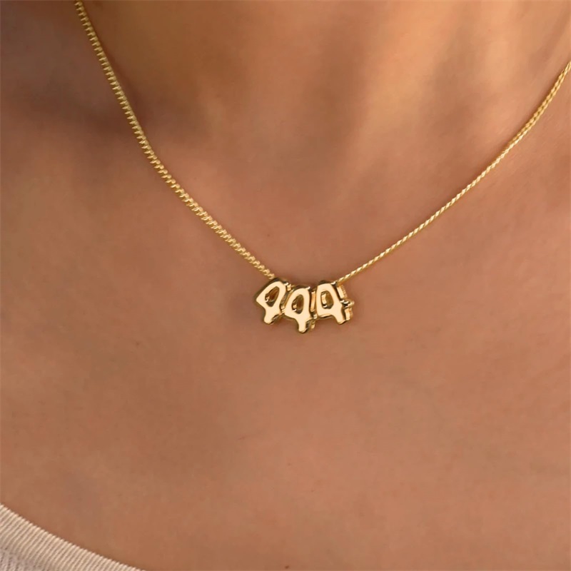 Personalized 3D Bubble Letter  - Initial Letter Necklace 18K Gold review and price
