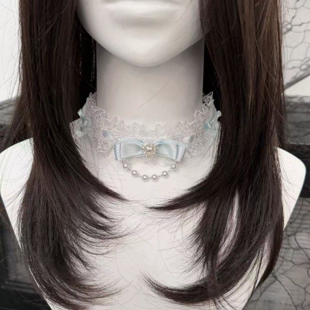 Lace Bow Ruffle Fashion Choker - Pearl Choker Necklace Vintage review and price