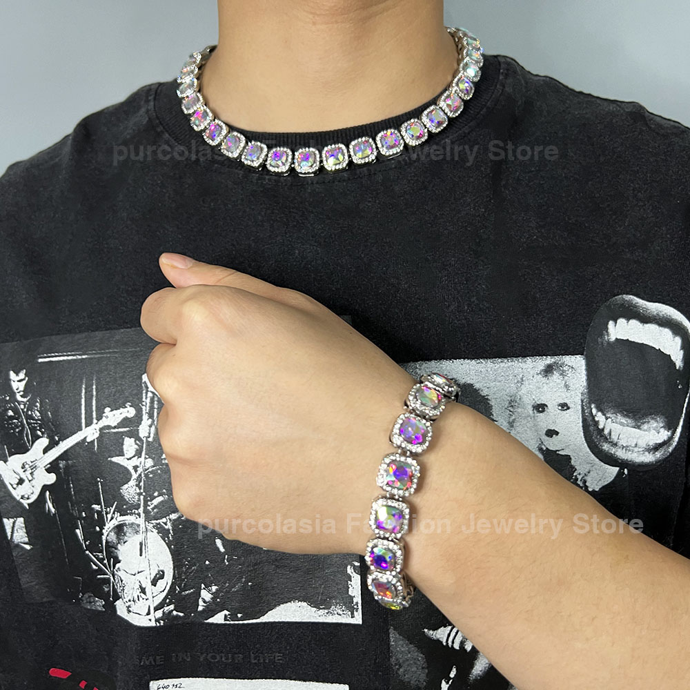 Brilliant Multi Colors Iced Ou - Cuban Link Chain 12Mm review and price