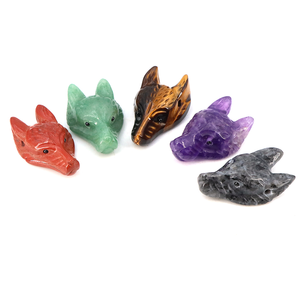 40mm Wolf Head Stone Pendant N - Crystal Pendant Necklace Natural Stone review and price
