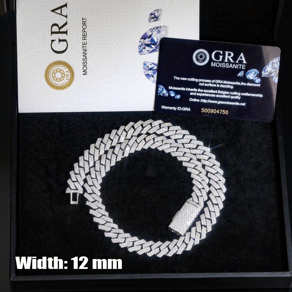 12mm 3 Rows Moissanite Iced Ou - Cuban Link Chain 12Mm review and price