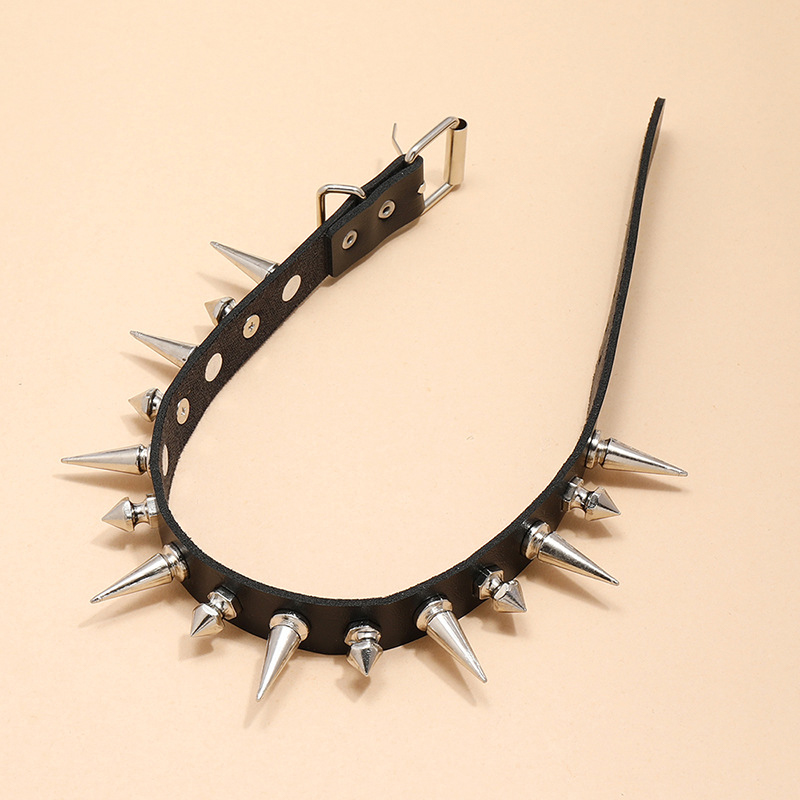 Punk Long Spike Choker Faux Le - Goth Punk Spike Choker review and price