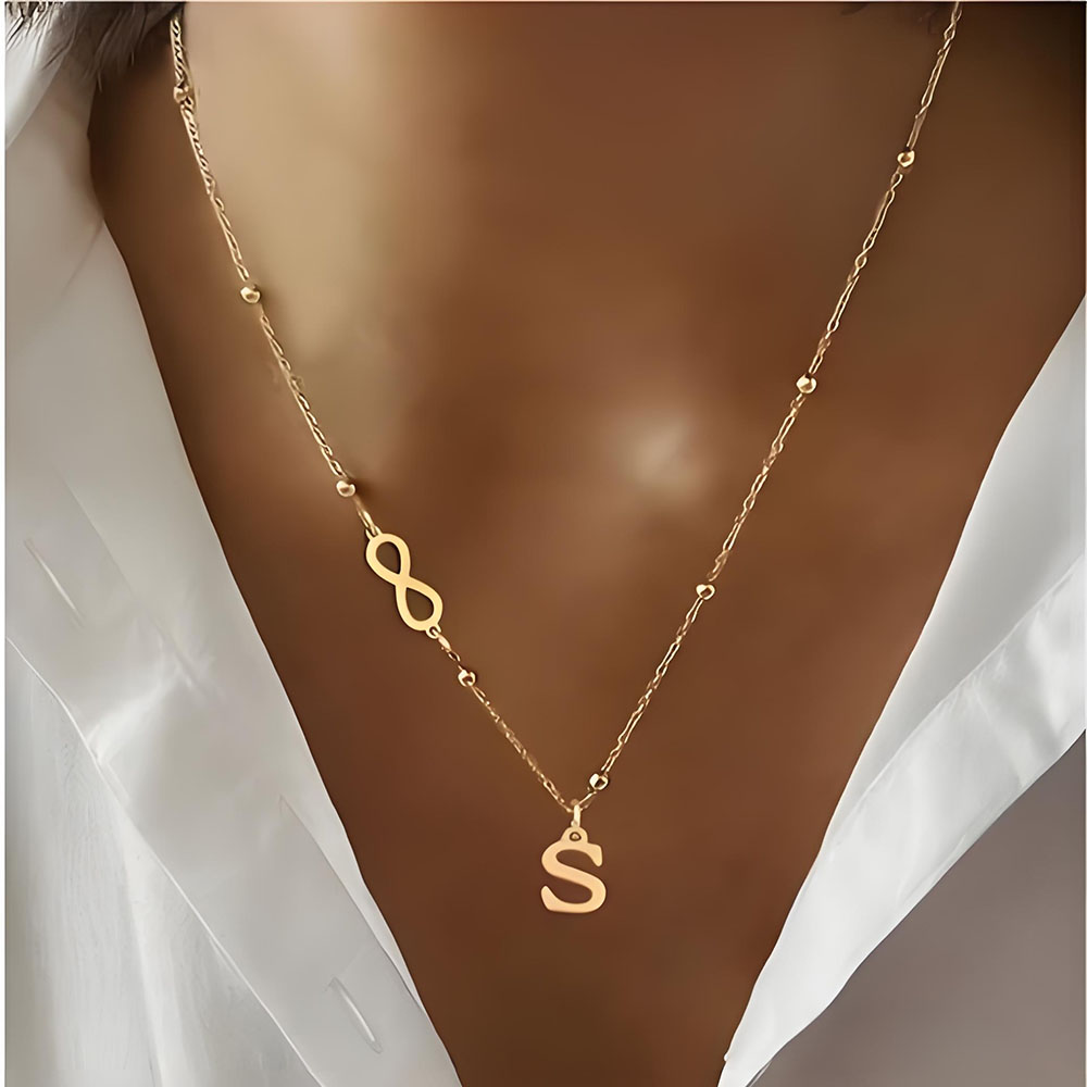Custom Infinity Symbol Initial - Initial Letter Necklace 18K Gold review and price
