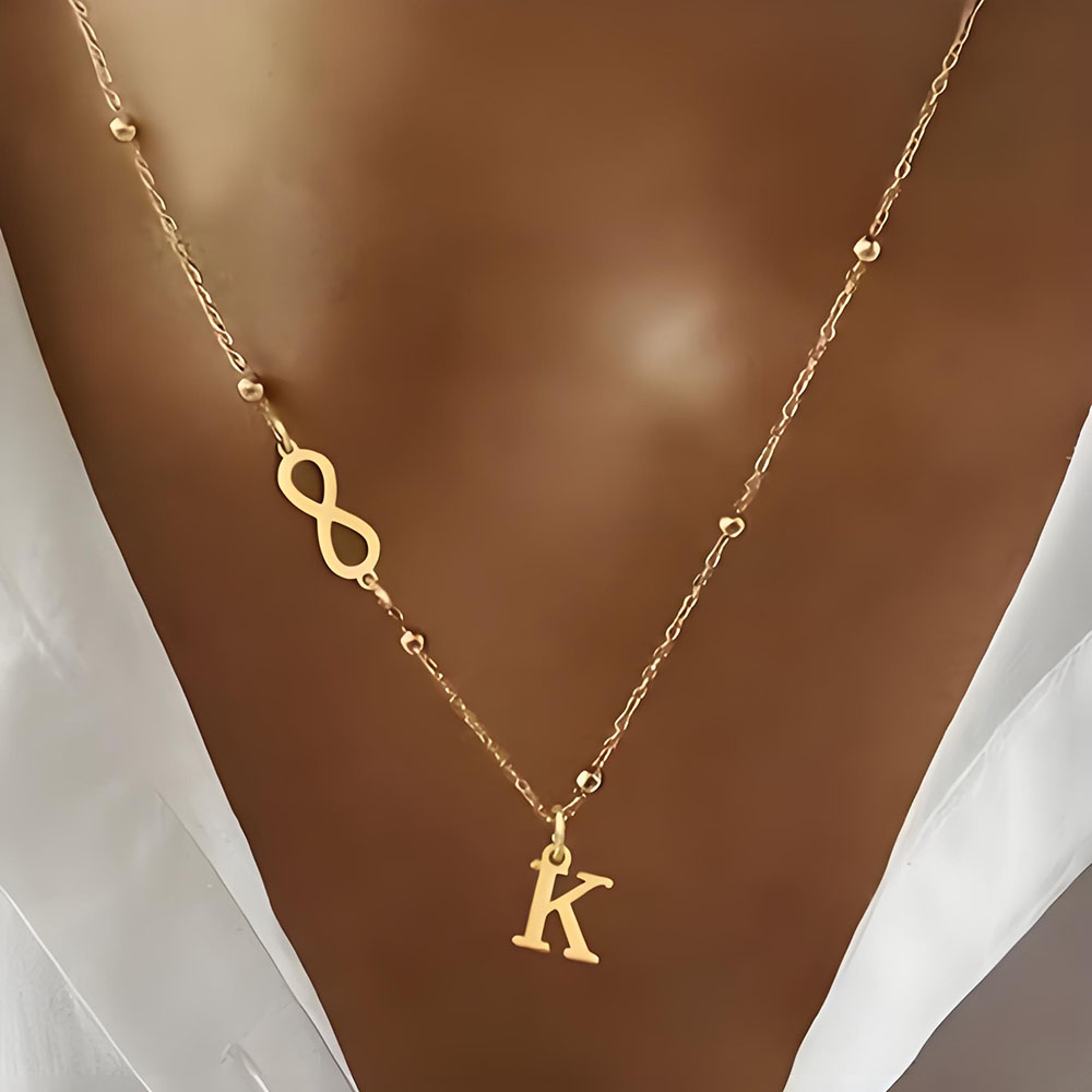 Custom Infinity Symbol Initial - Initial Letter Necklace 18K Gold review and price