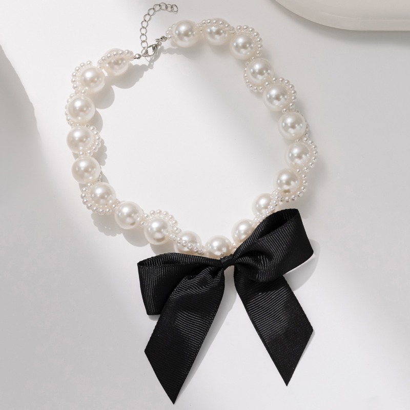 Faux Pearl Ribbon Choker Neckl - Pearl Choker Necklace Vintage review and price