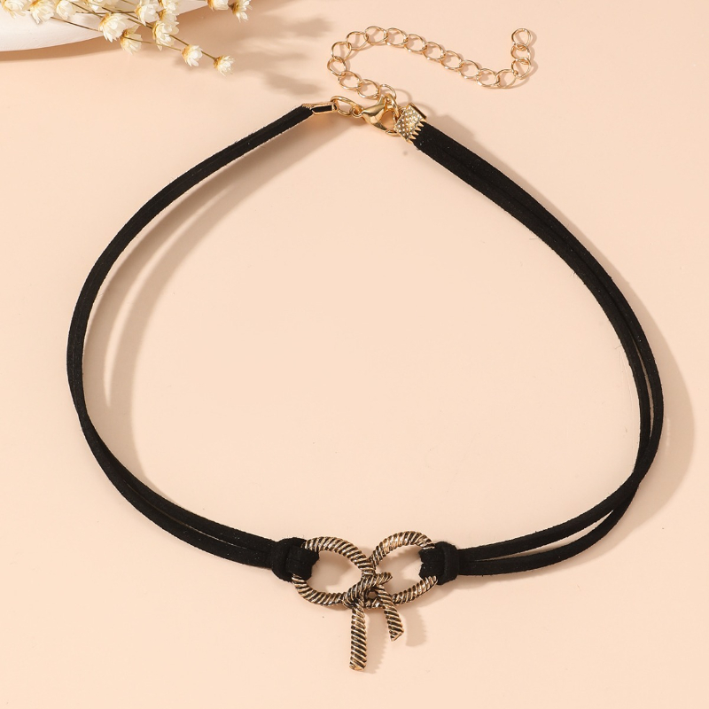 Vintage Metal Bow Choker Neckl - Layered Pendant Necklace Aesthetic review and price
