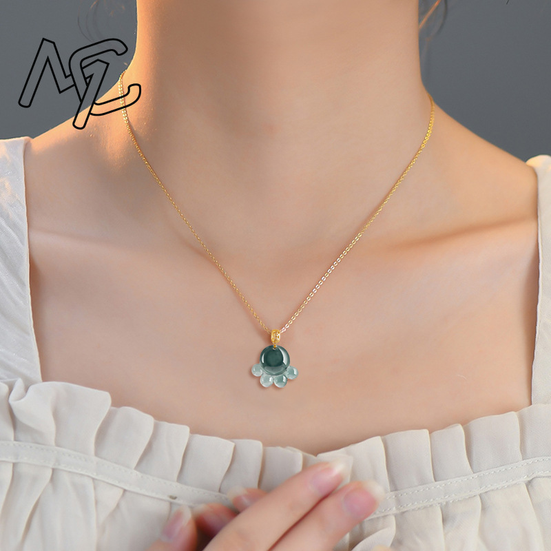 Natural Real Emerald Blue Wate - Necklaces review and price