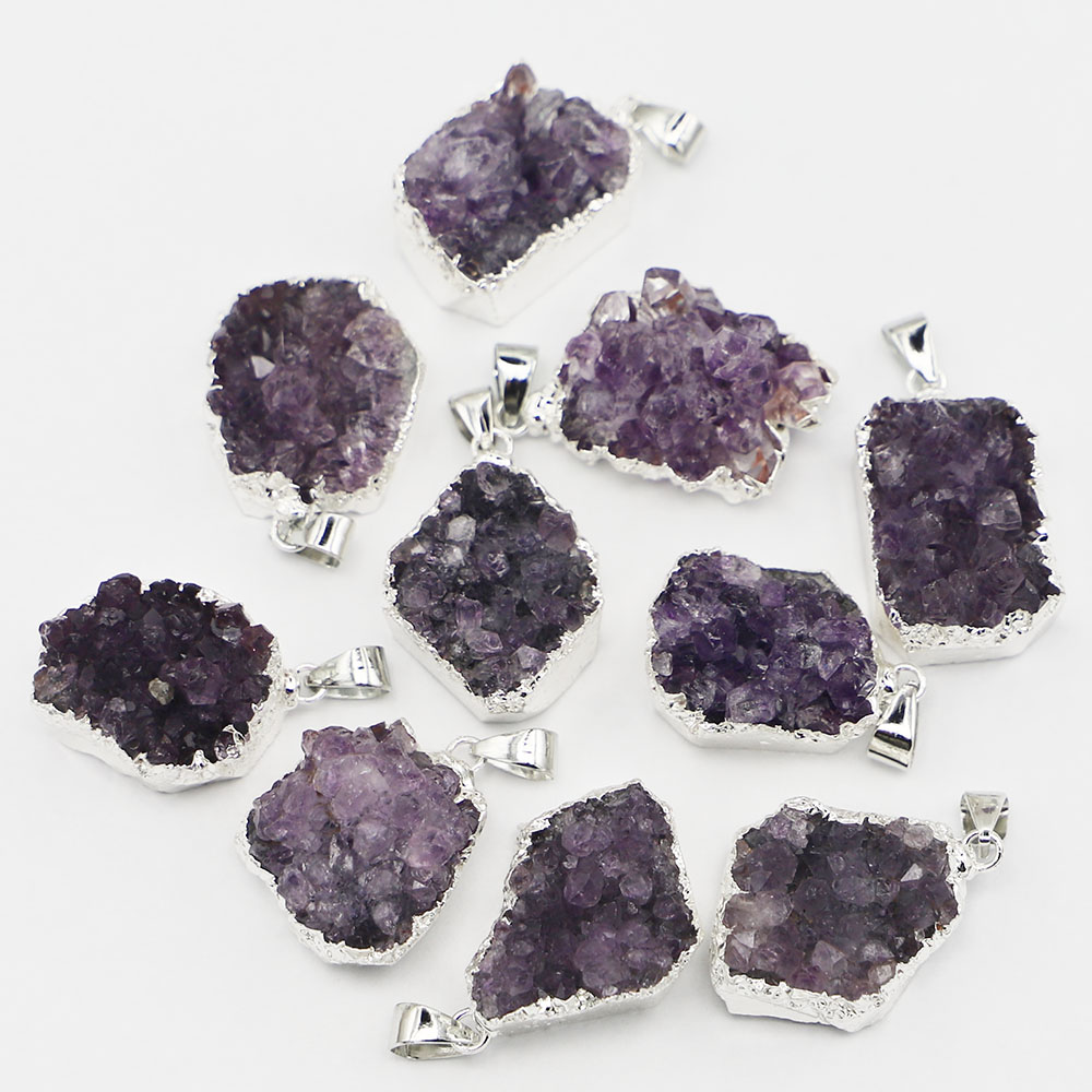 10Pcs Drusy Druzy Natural Ston - Crystal Pendant Necklace Natural Stone review and price