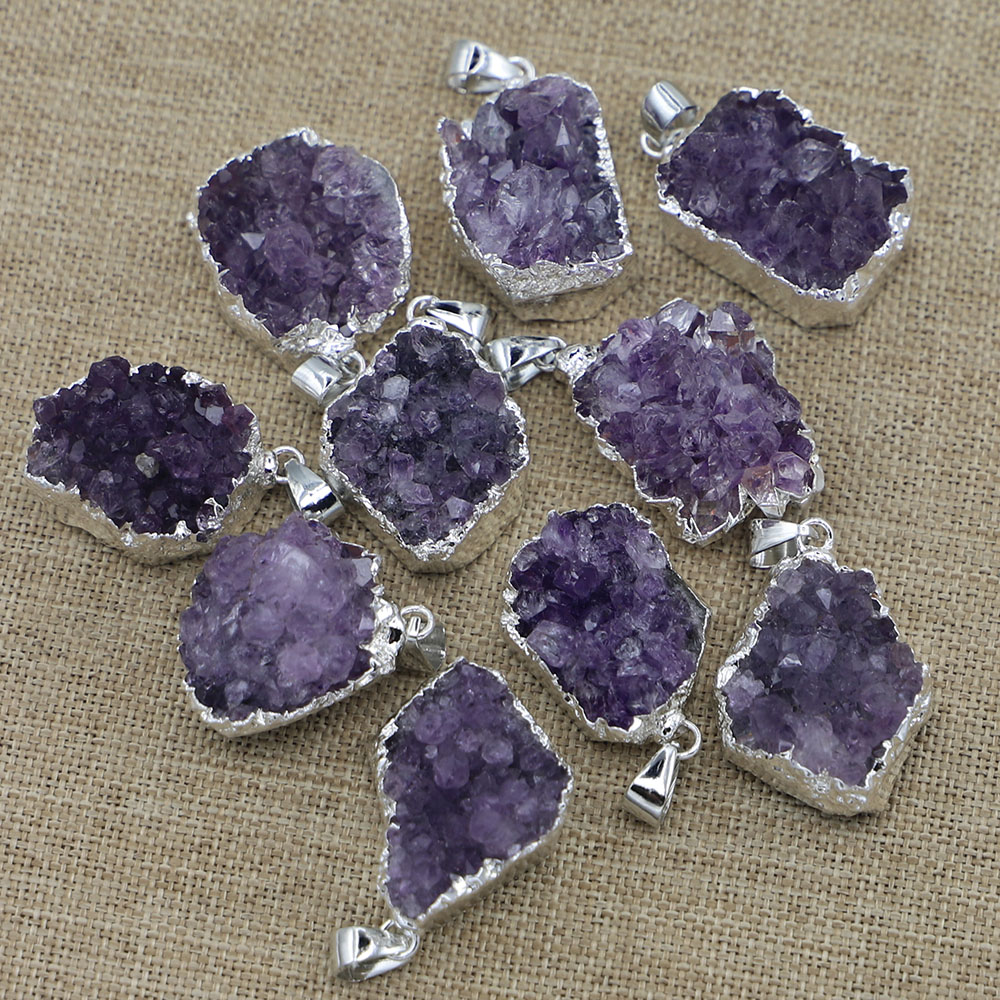 10Pcs Drusy Druzy Natural Ston - Crystal Pendant Necklace Natural Stone review and price