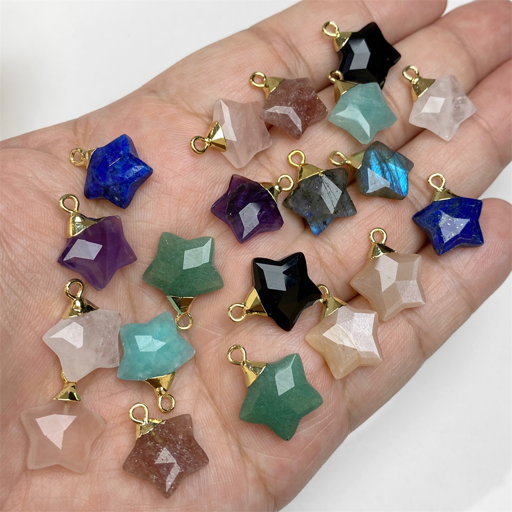 2Pcs Star Shape Stone Pendant  - Crystal Pendant Necklace Natural Stone review and price